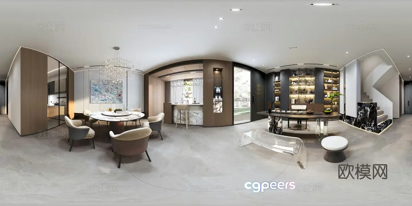 Light luxury restaurant VR panoramic 3D model