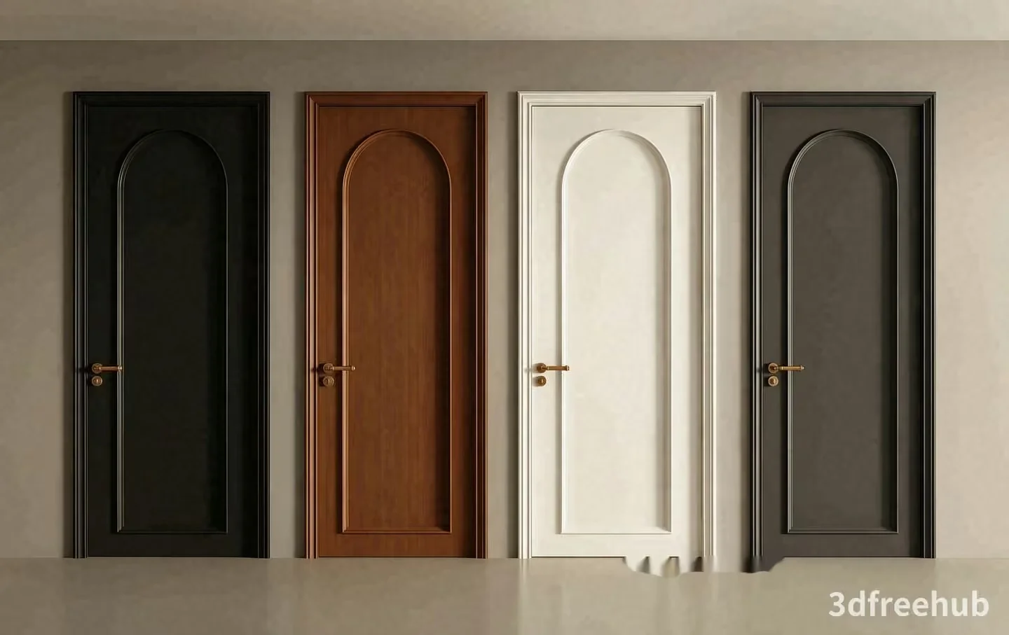 Four Doors With Different Styles And Colors 3D Model – 22865 – VRAY Render
