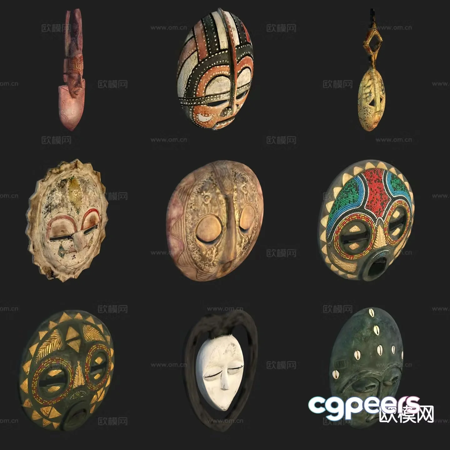 Crafts art ornaments facial makeup wall decoration 3D model