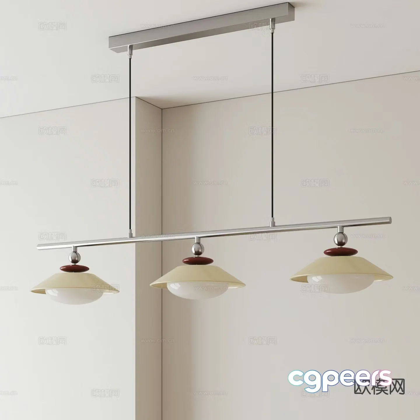 Cream style chandelier straight chandelier 3d model