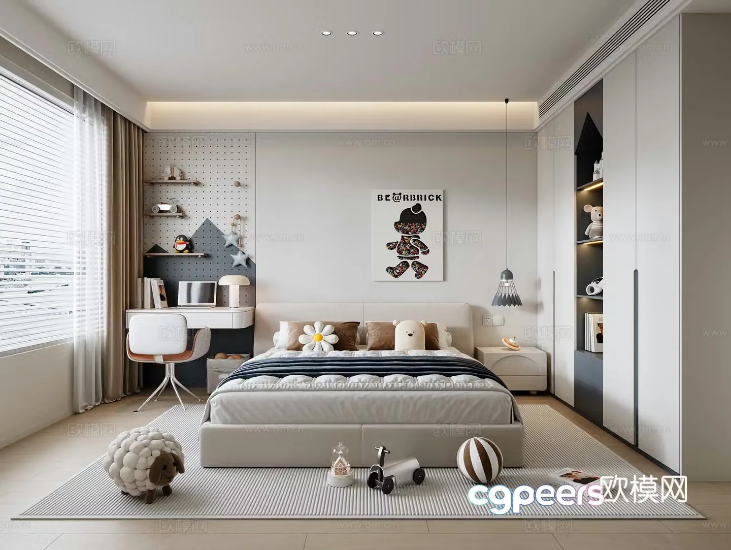 Modern boy children’s room 3d model