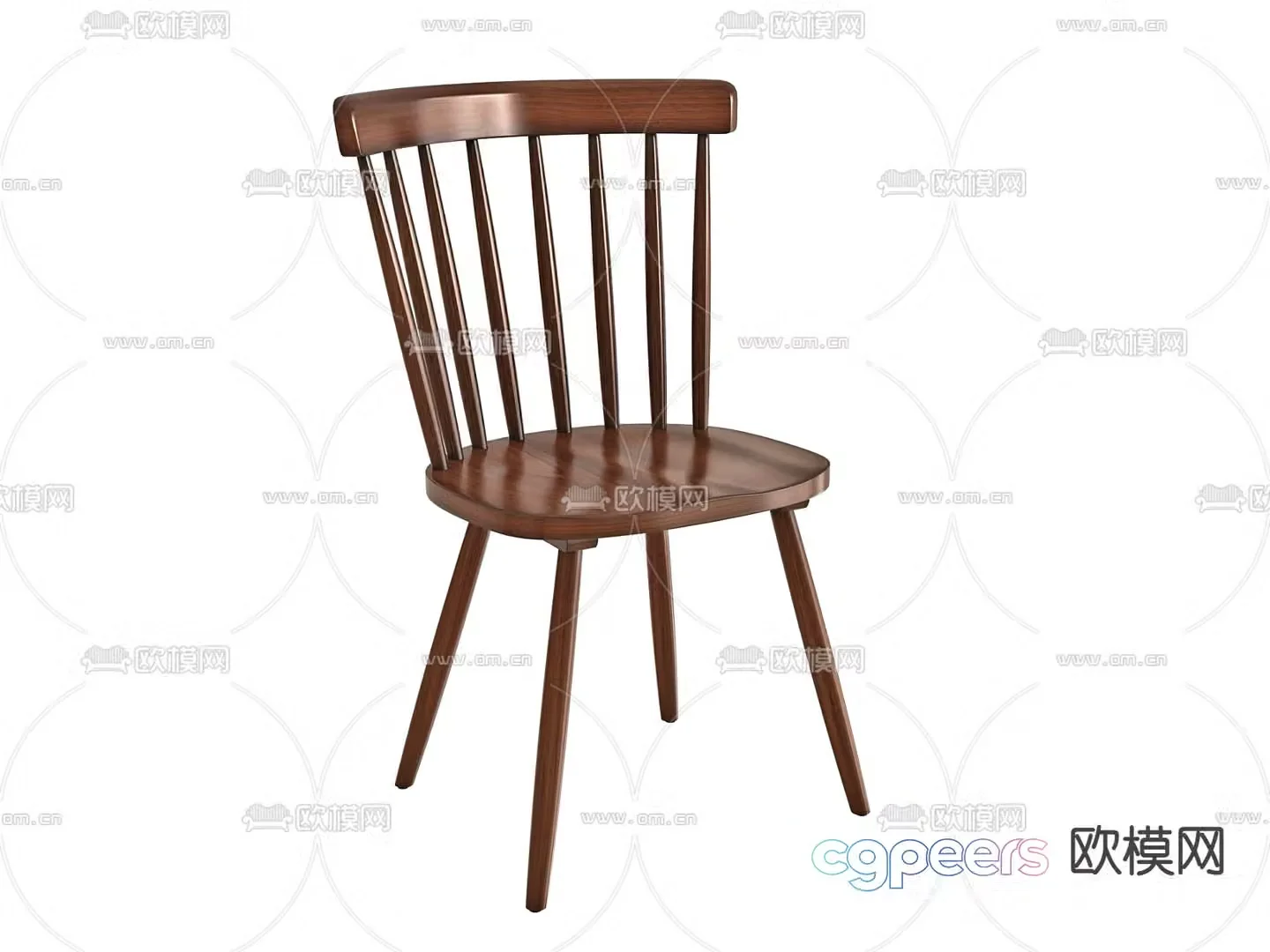 Modern single chair wooden chair dining chair 3d model