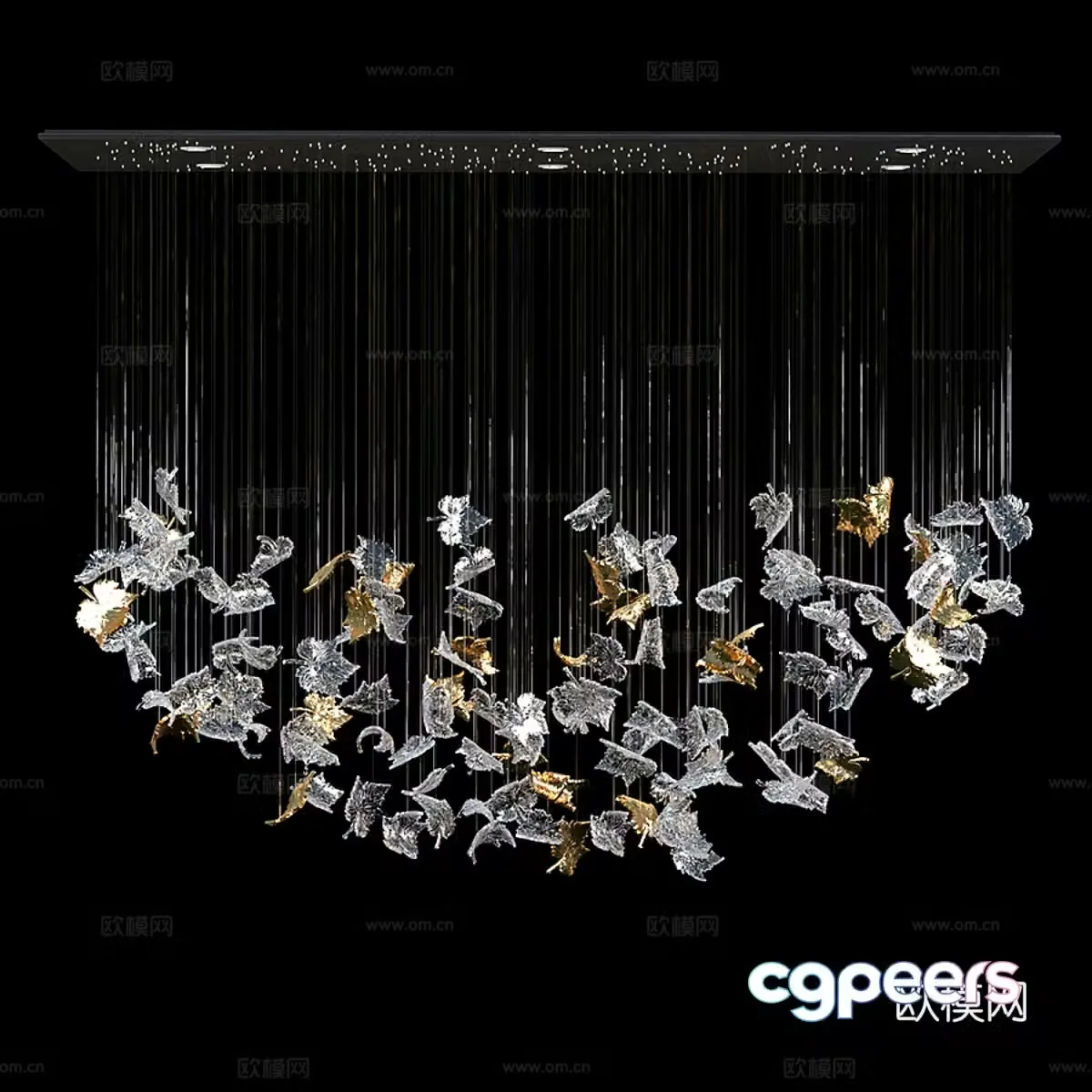 New Chinese style decorative chandelier Crystal lamp 3D model