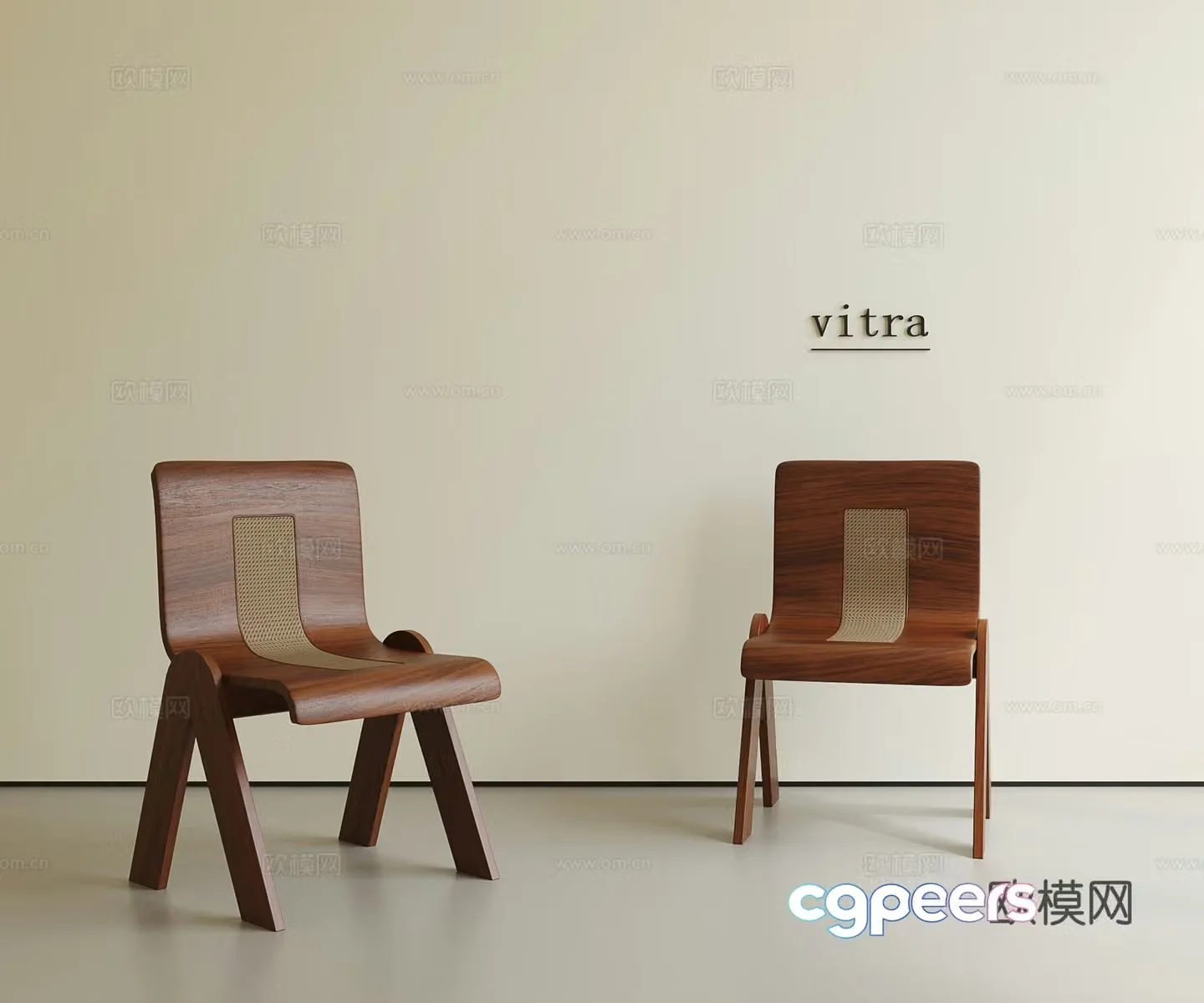 3D model of medieval solid wood dining chair