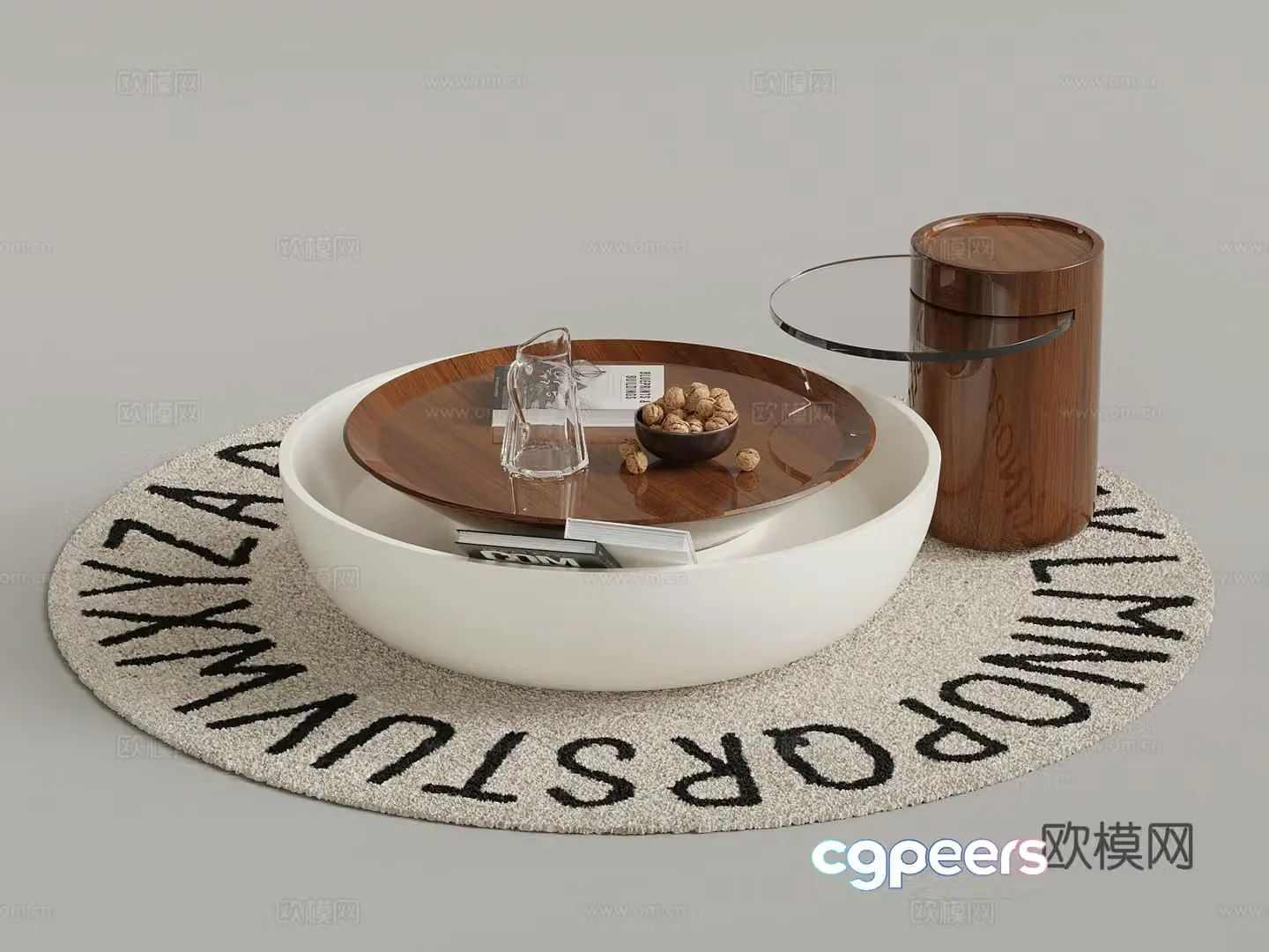 Middle-aged style coffee table letter coffee table 3d model