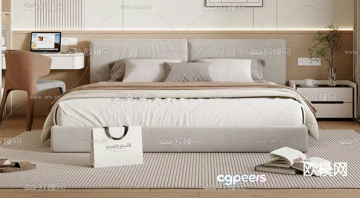 Modern double bed 3d model
