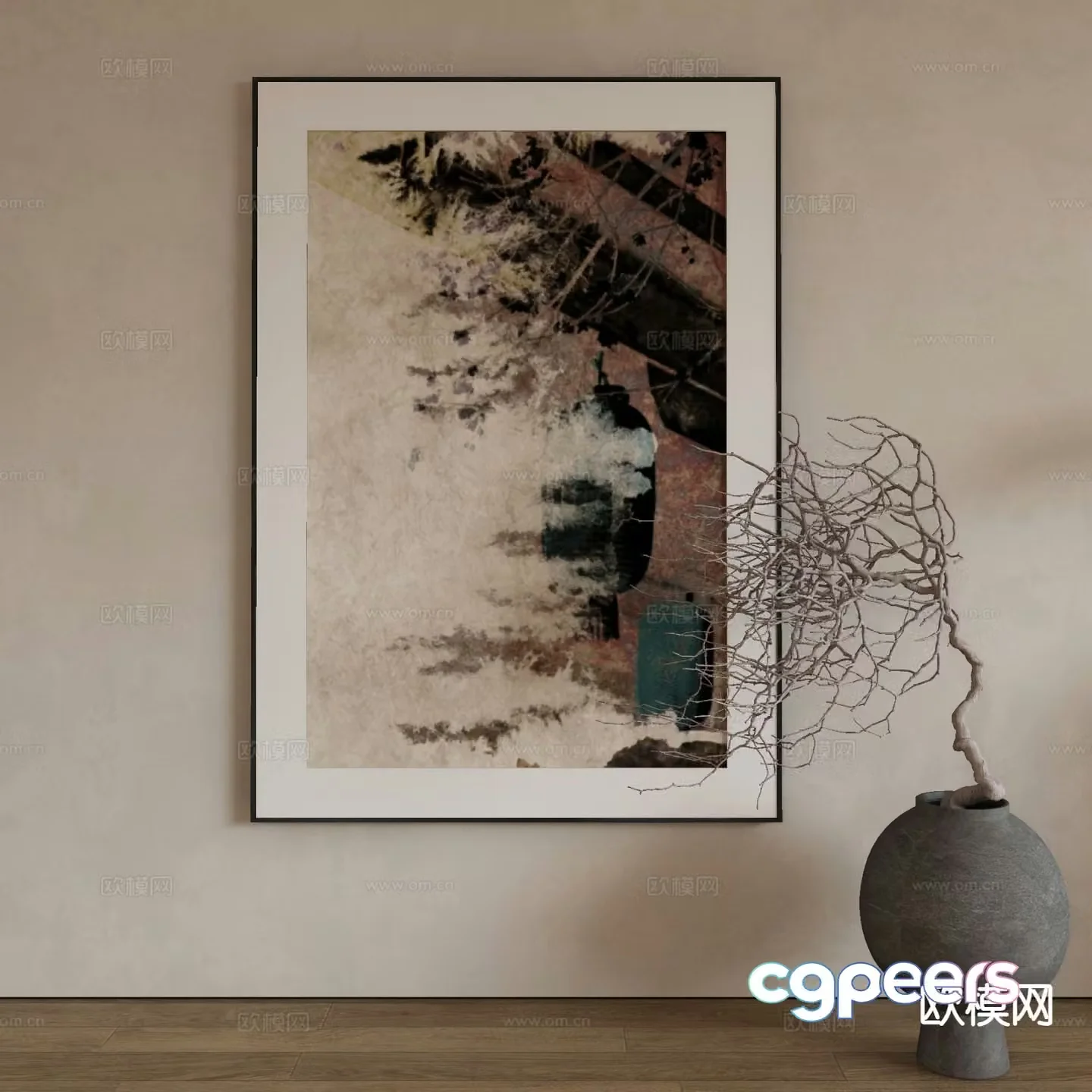Modern art painting decorative painting 3d model