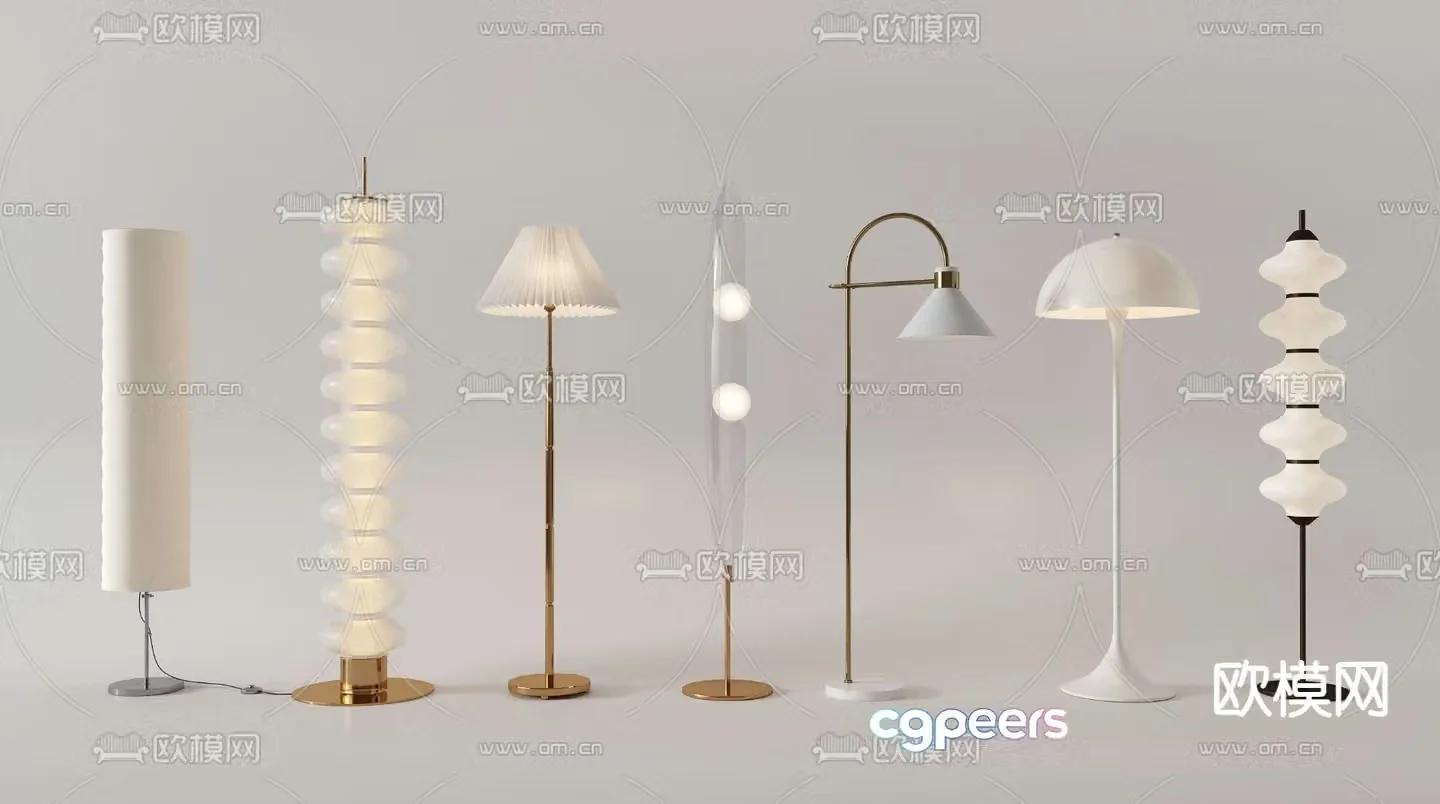 Cream style floor lamp 3d model