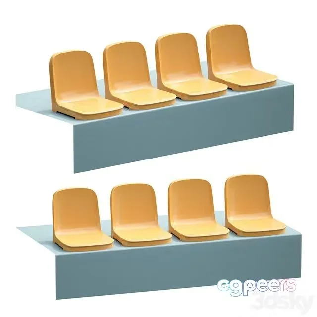 3ds Max Free – Plastic chairs seats seats for the stadium grandstand