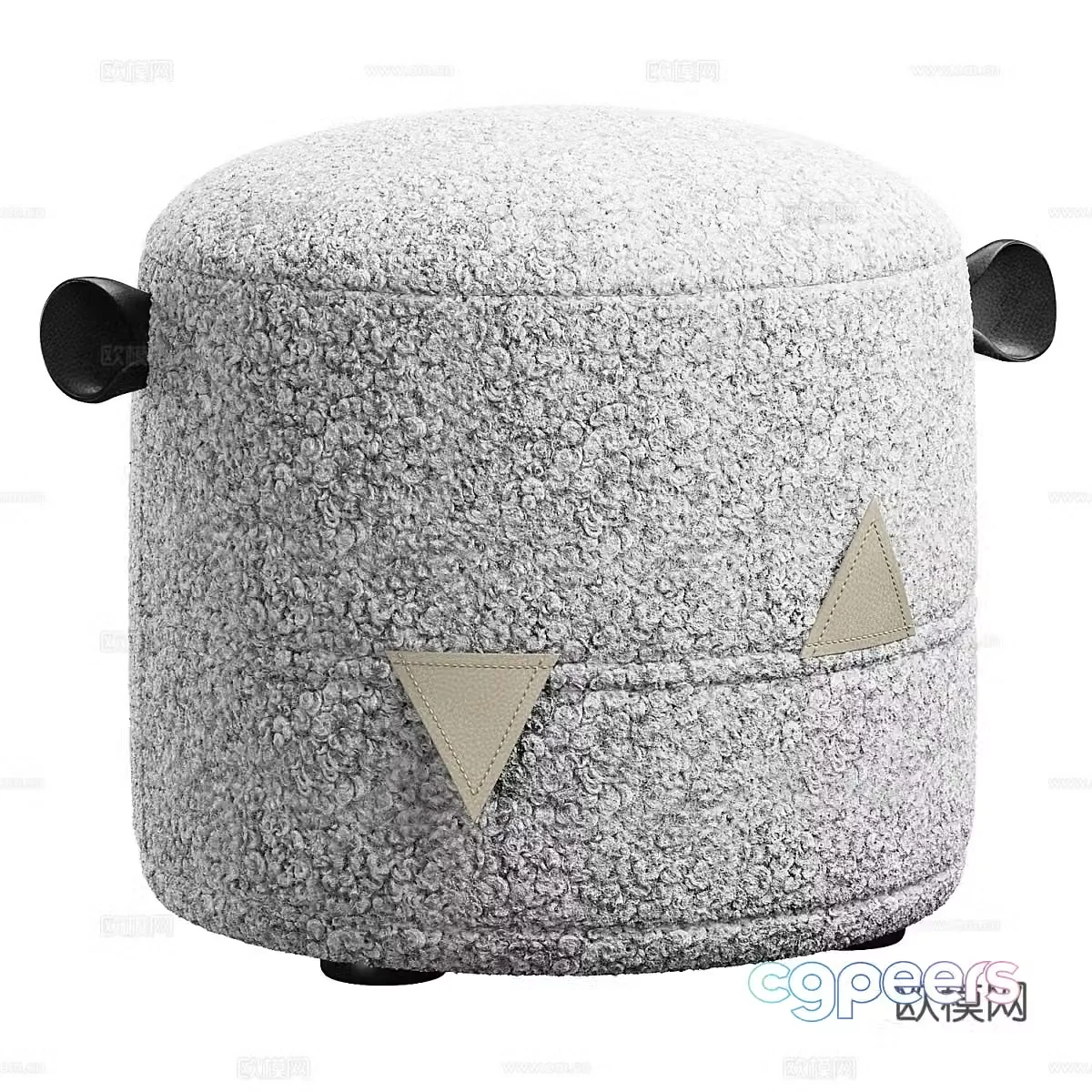 Modern cream style Melmi children’s fabric round stool 3D model