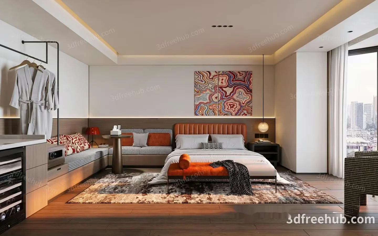 Cozy Modern Bedroom 3D Model – 23600 – VRAY Render