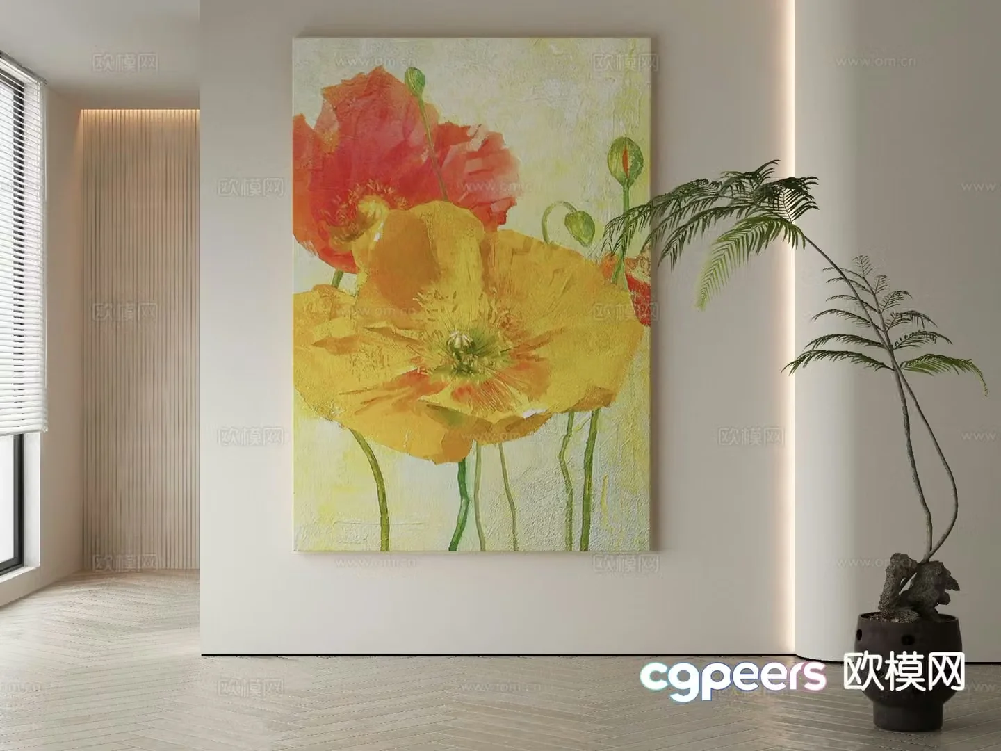 Wabi-sabi painting texture painting decorative painting hanging painting 3D model