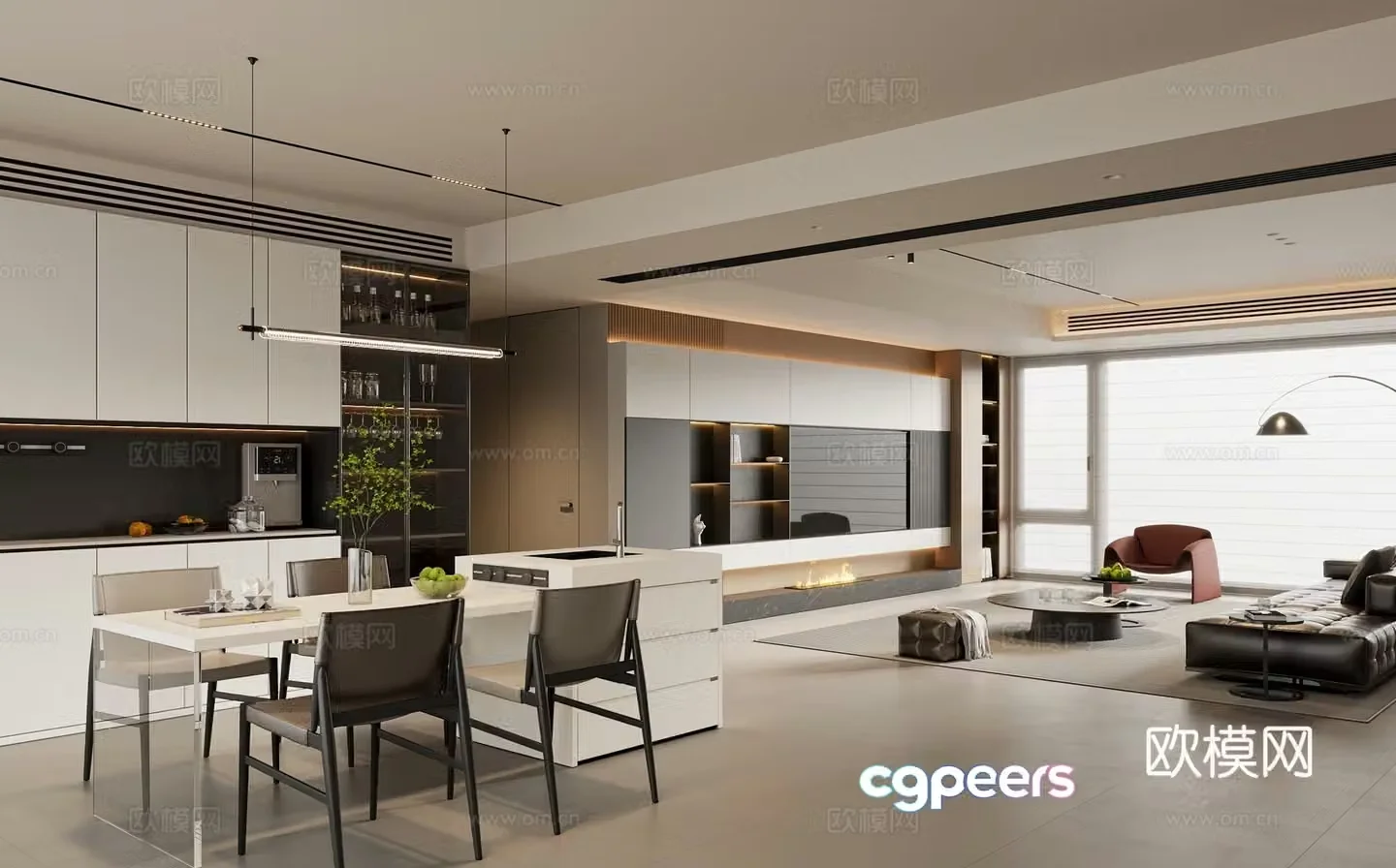 Modern guest restaurant 3d model