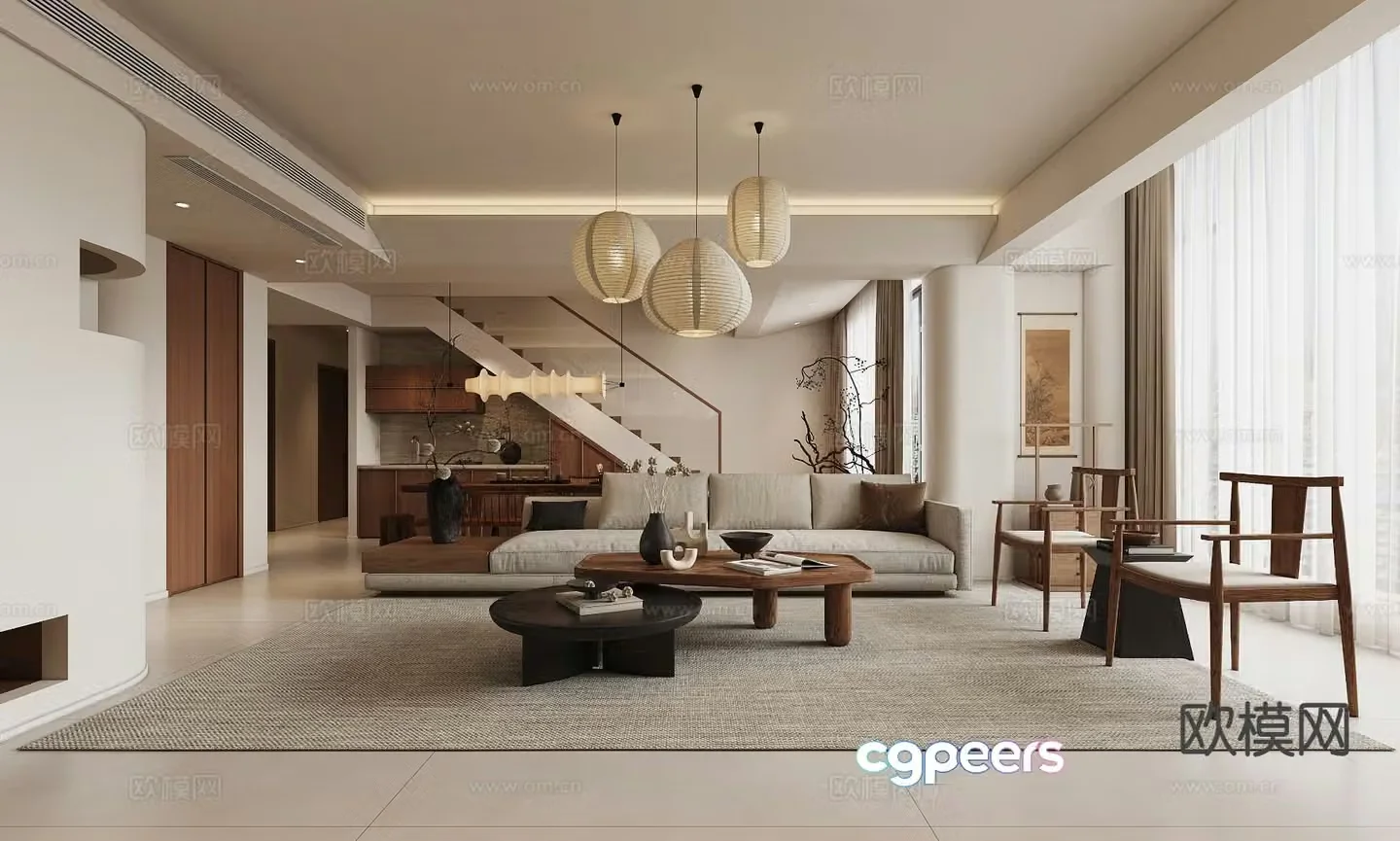 3D model of medieval style living room restaurant