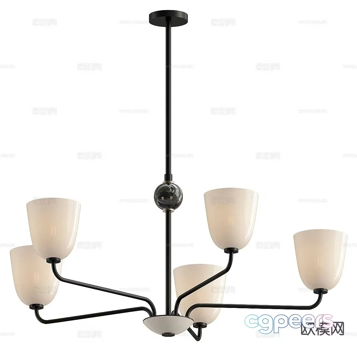 American multi-head chandelier 3d model