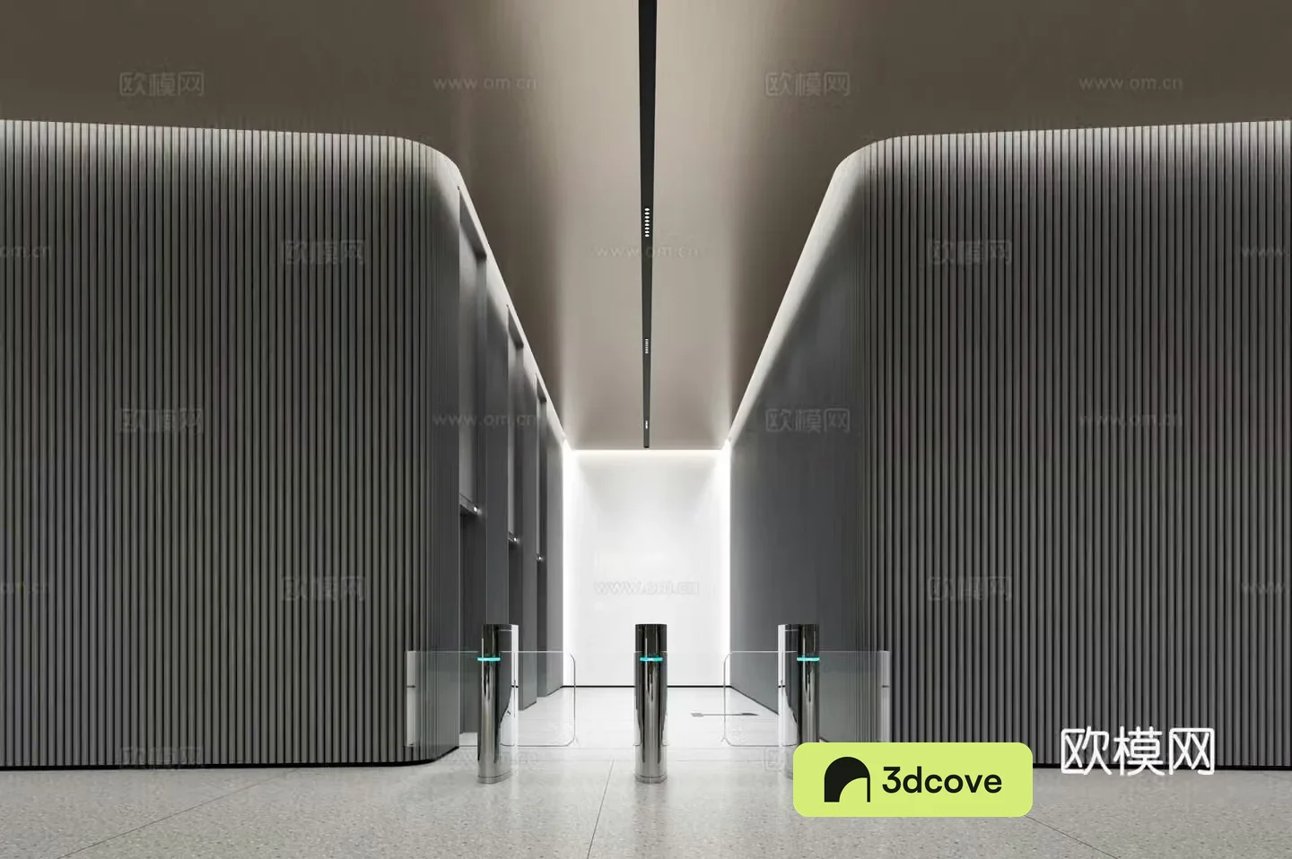 Modern office elevator hall