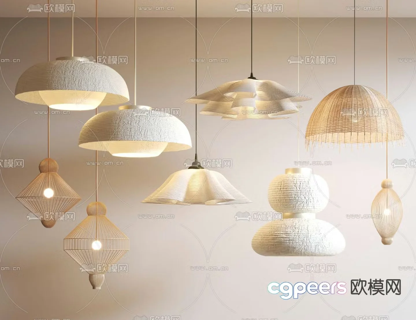 Wabi-sabi chandelier restaurant chandelier 3d model