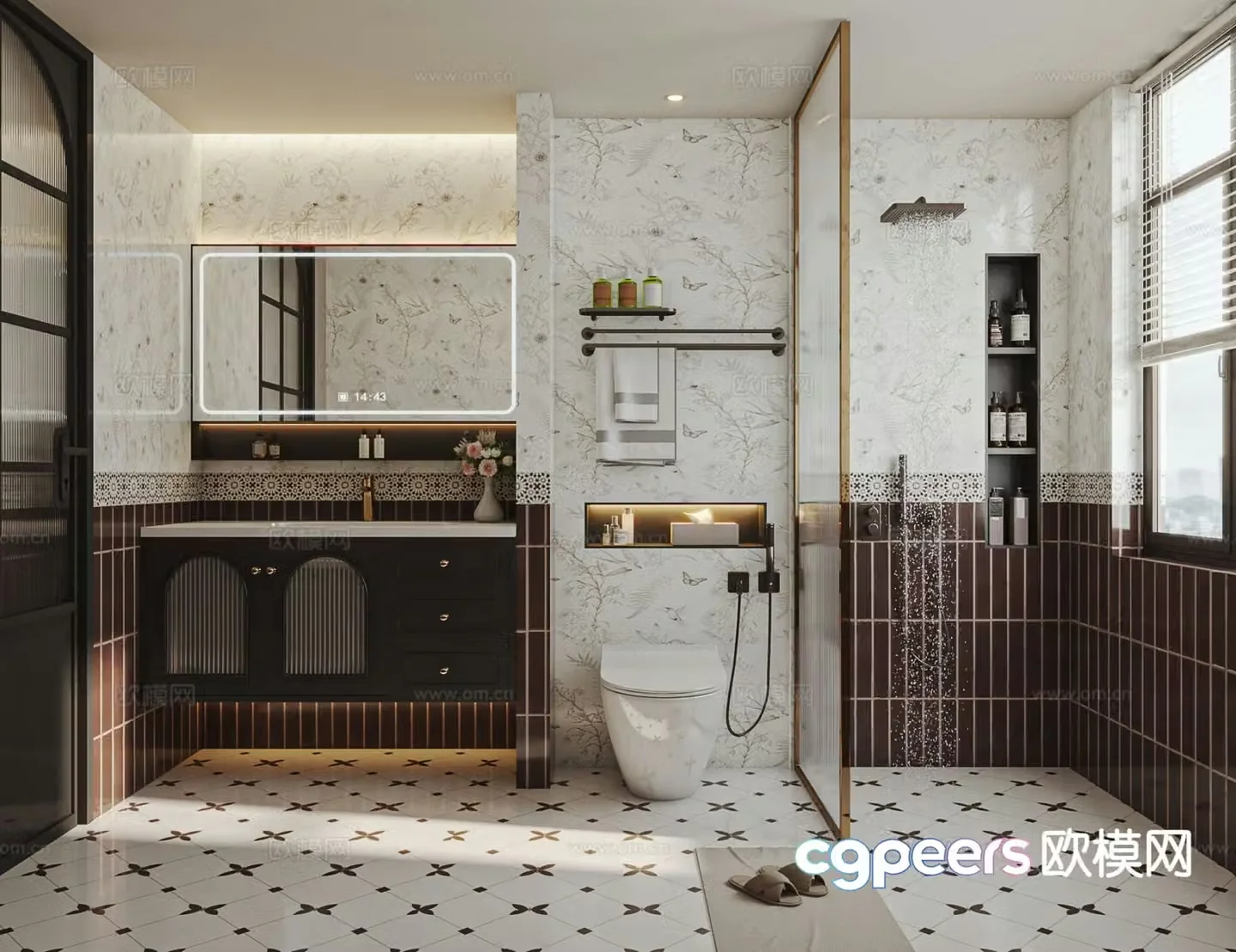 French retro bathroom bathroom 3d model