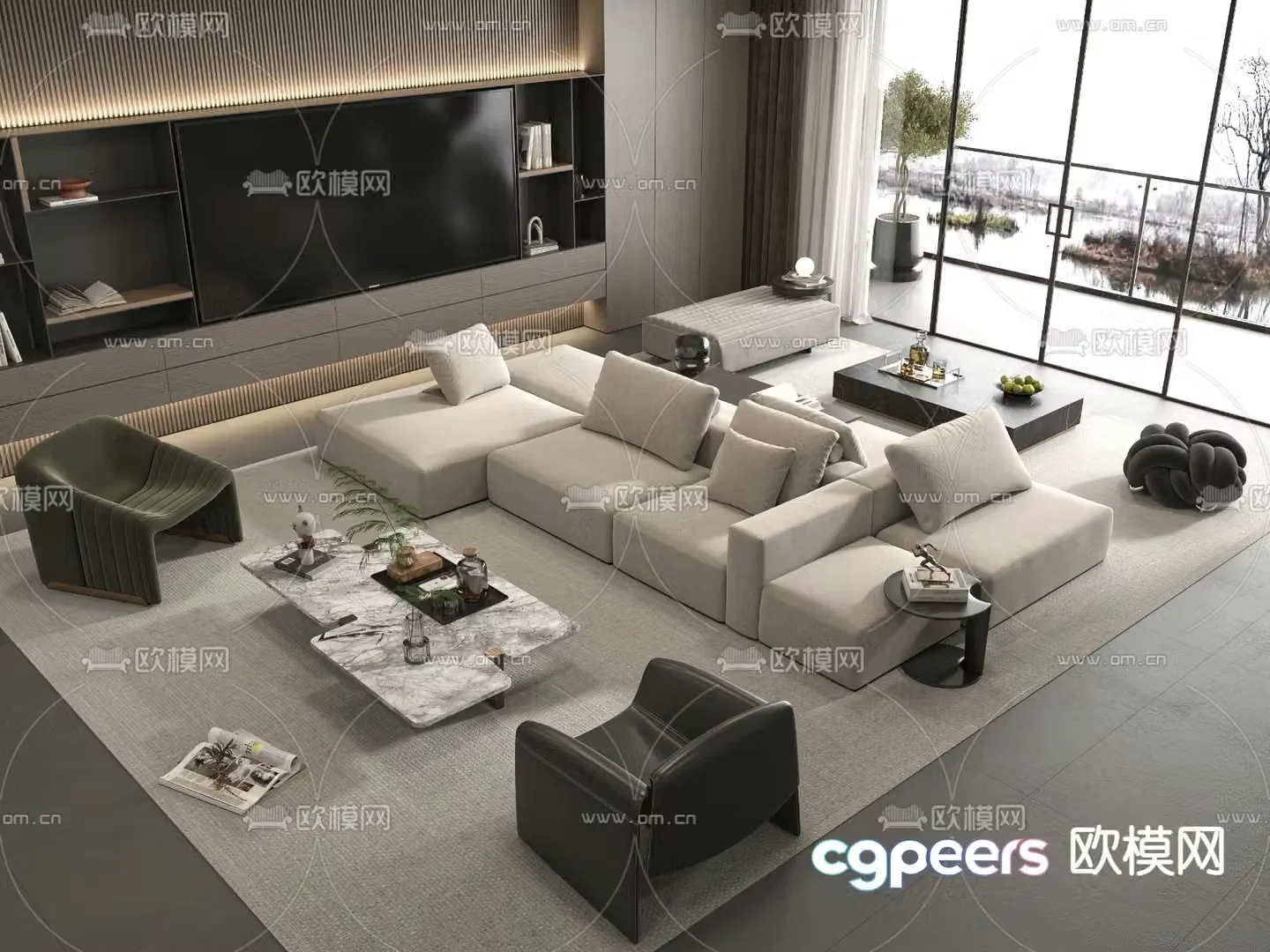 Minotti modular sofa modular sofa 3d model