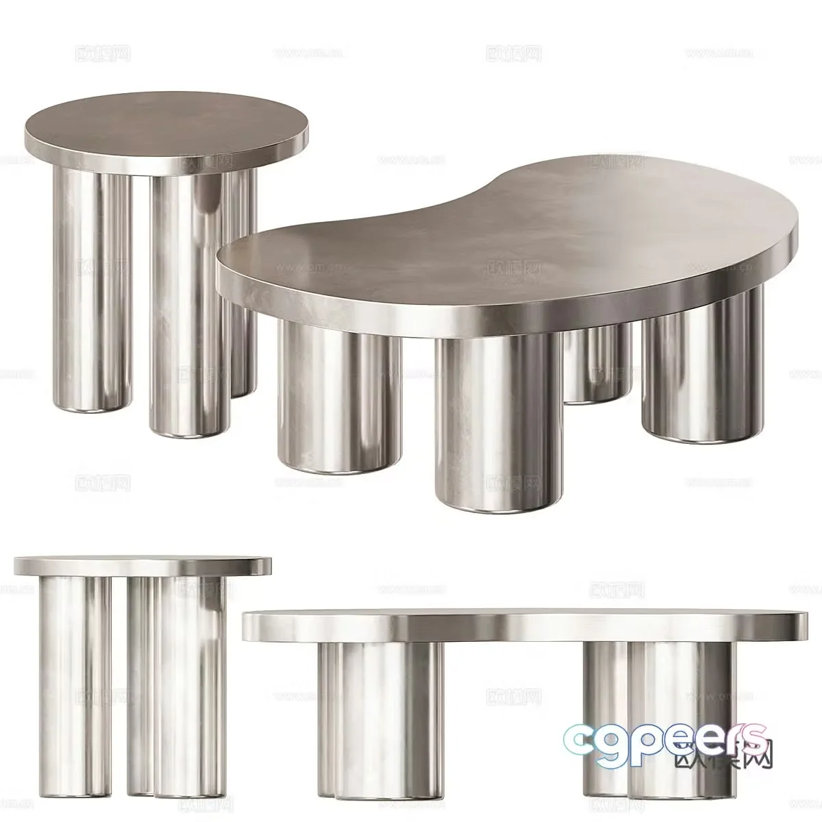 Modern Italian light luxury Marcia Cosmo metal coffee table 3D model