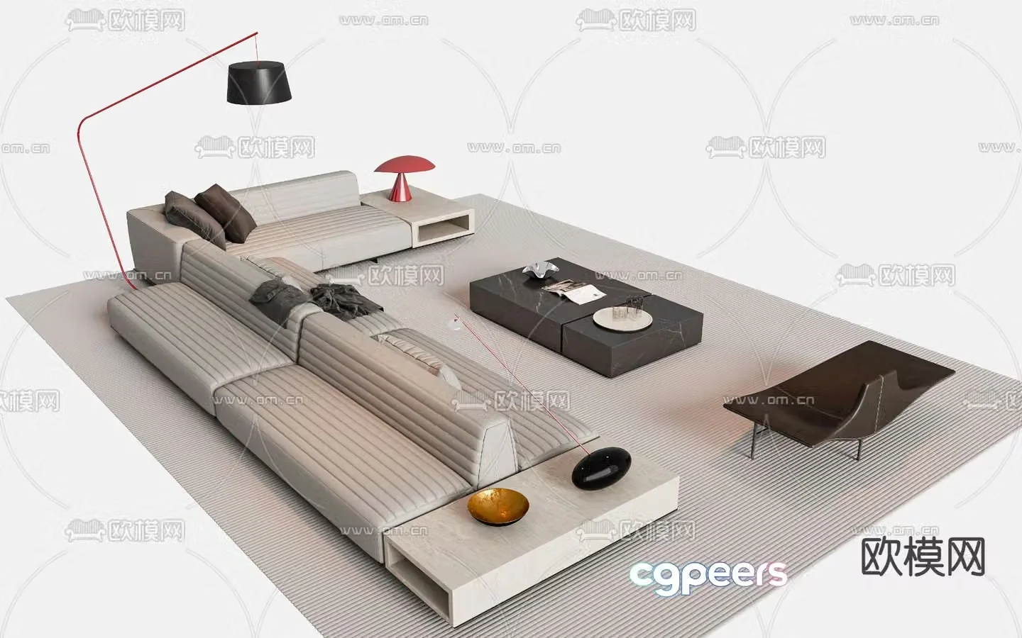 Modern sectional sofa 3d model