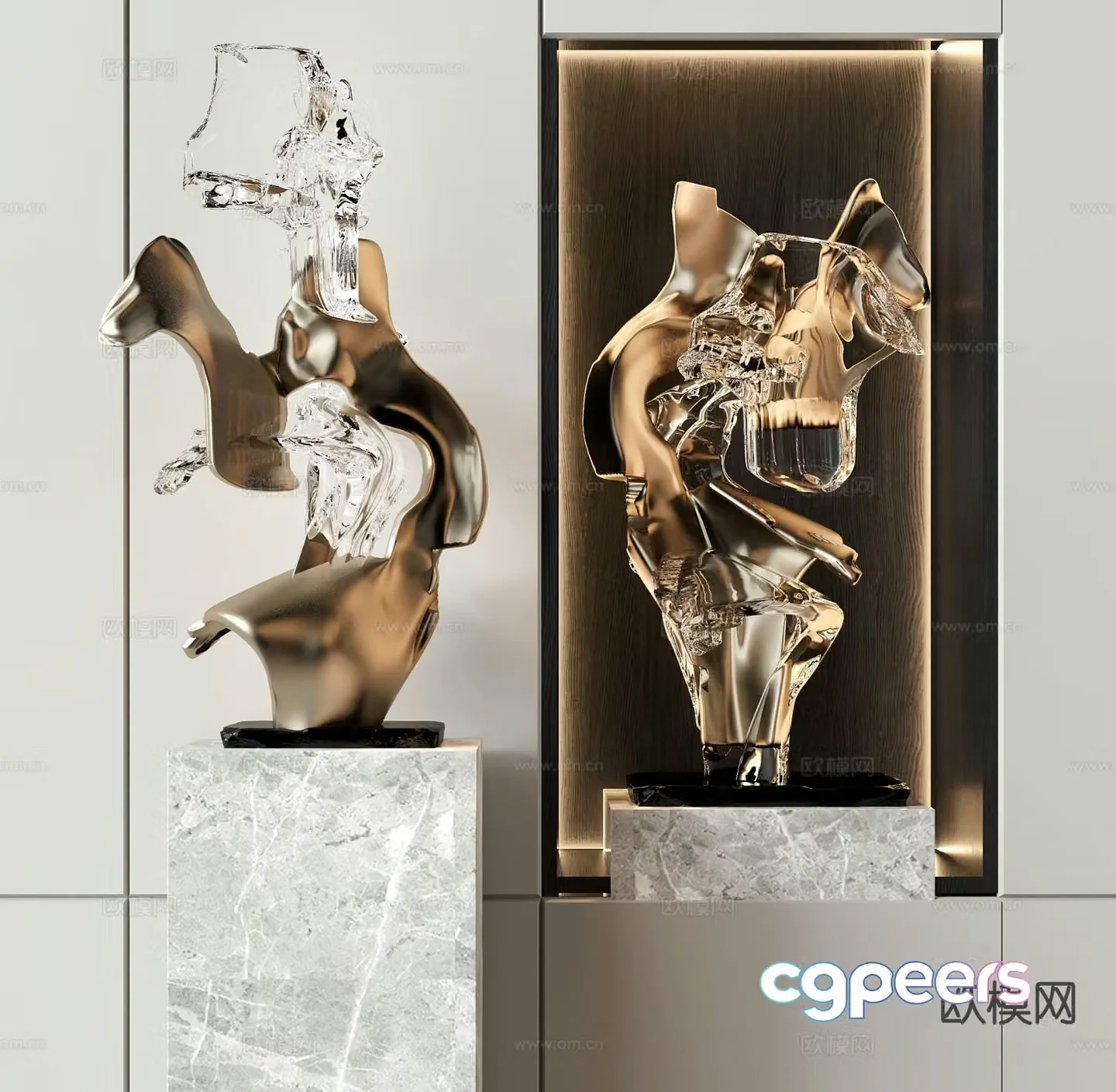 Modern acrylic sculpture art ornament 3d model