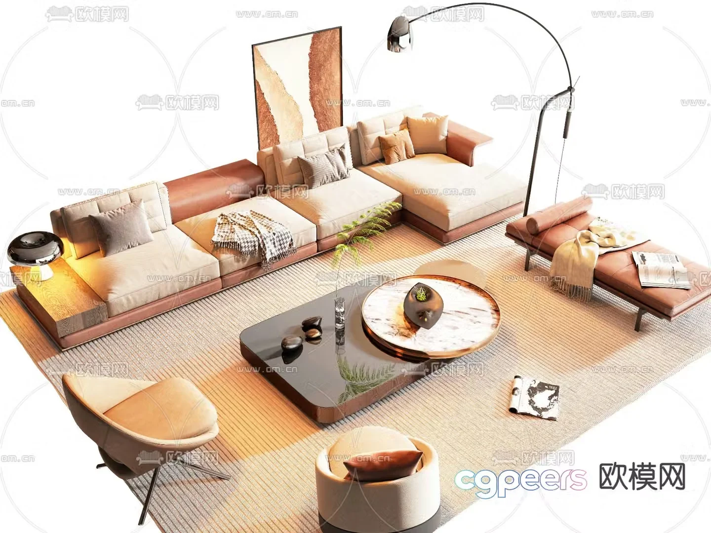 Modern modular sofa corner sofa 3d model