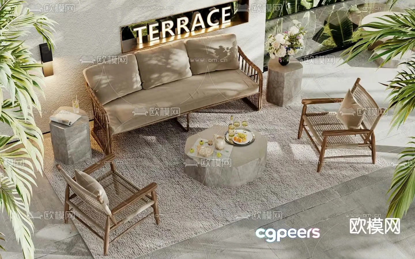 Modern outdoor sofa modular sofa 3d model