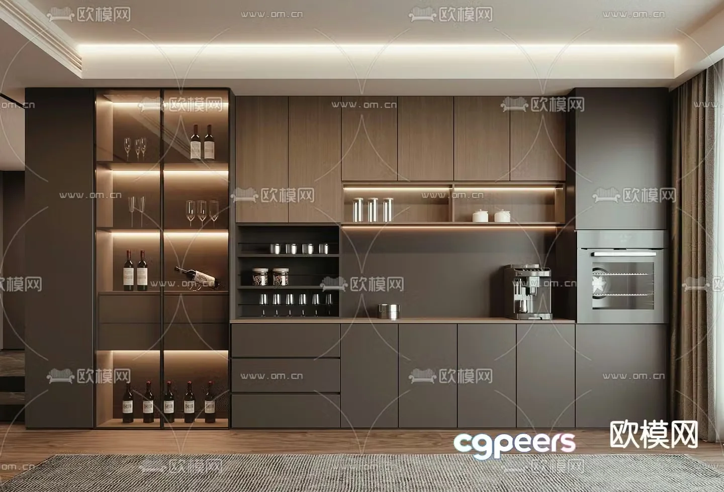 Modern wine cabinet sideboard 3d model