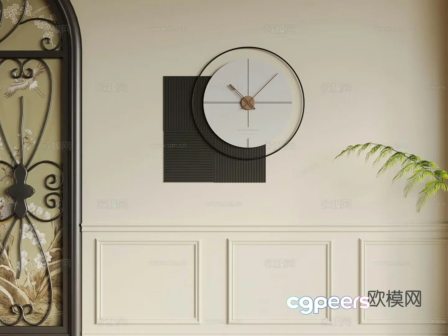 Modern minimalist clock wall clock hanging clock 3d model