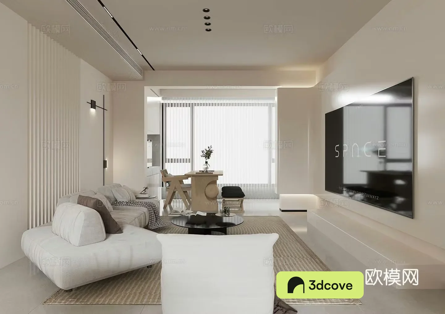 Modern minimalist living room sofa and coffee table combination light luxury home living room and dining room fabric sofa restaurant