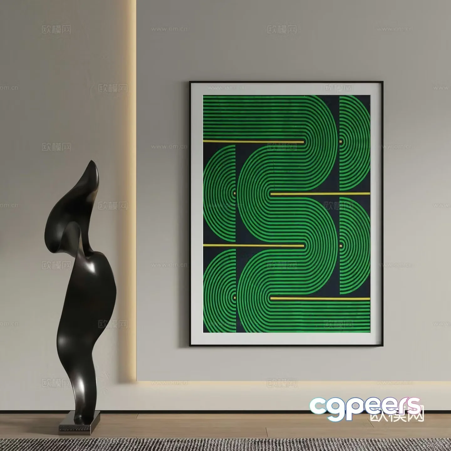 Modern decorative painting abstract painting hanging painting 3d model