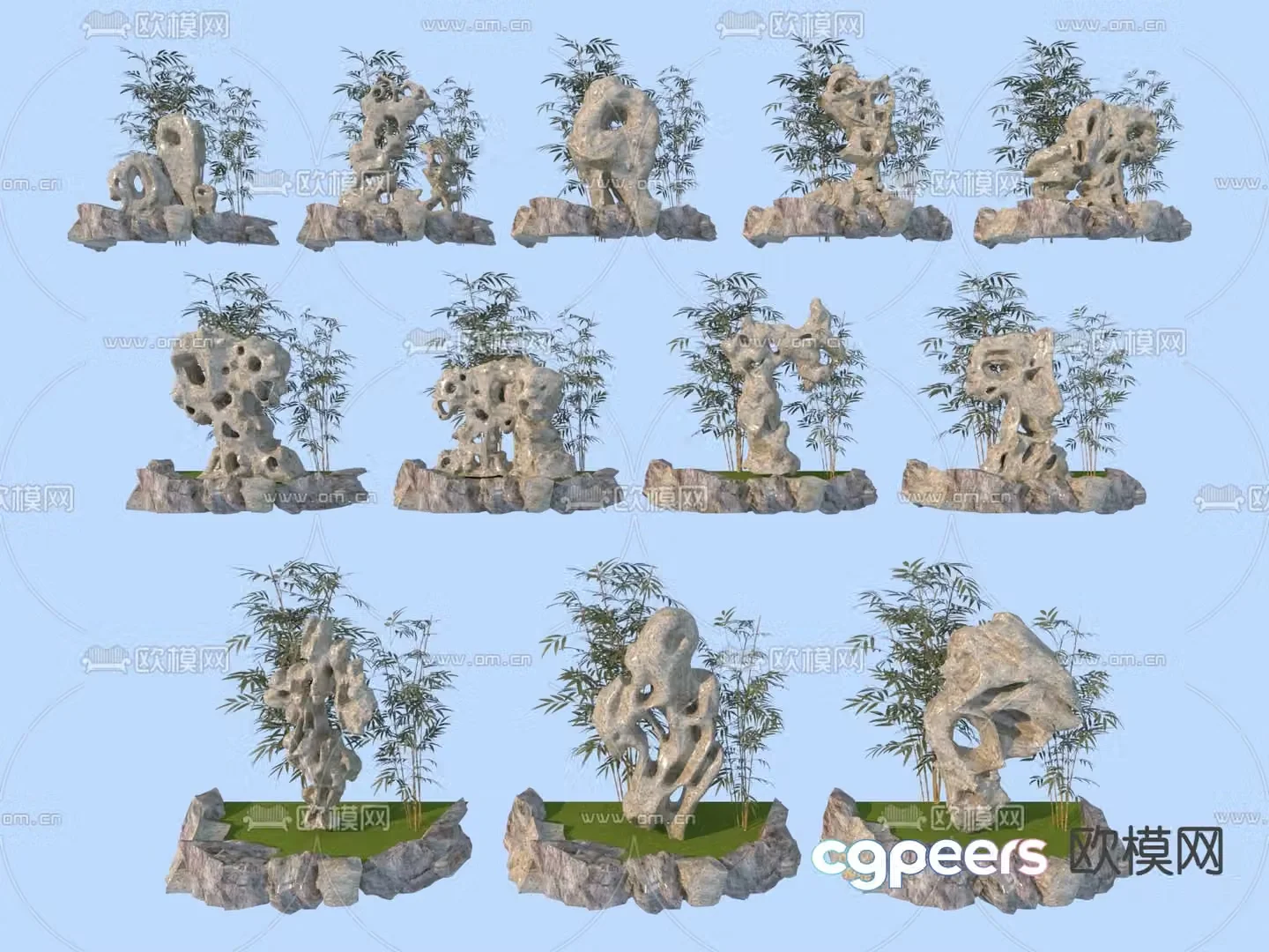 New Chinese style Taihu stone landscape stone rockery 3D model