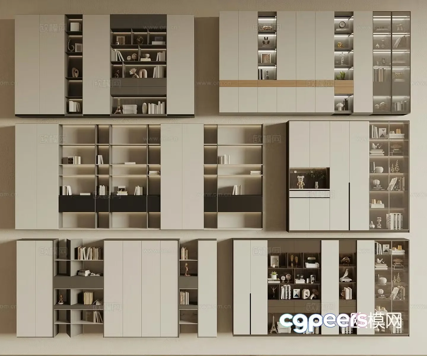 Modern bookcase 3d model