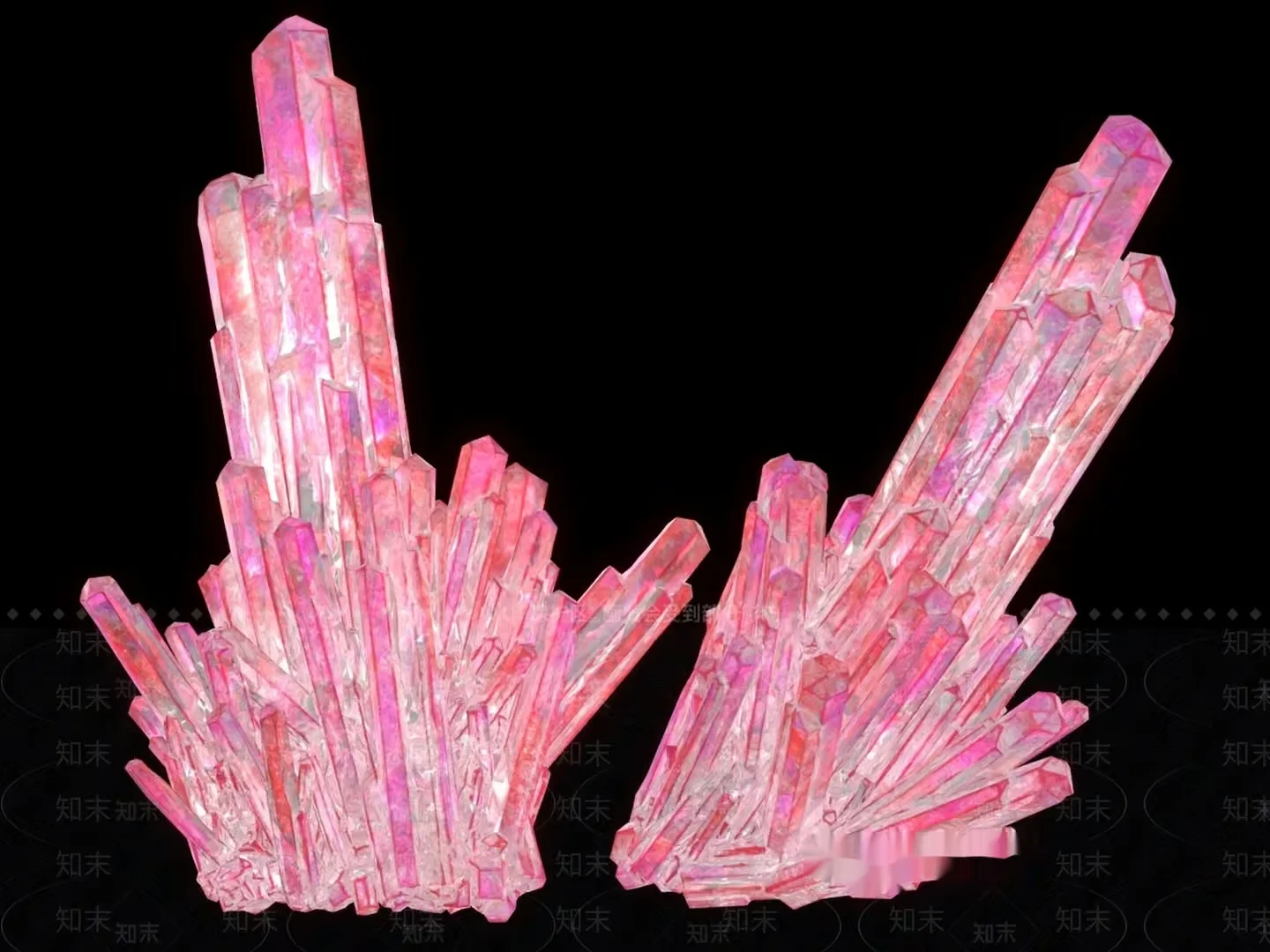 Pink Crystals 3D Model – 18873 – VRAY Render