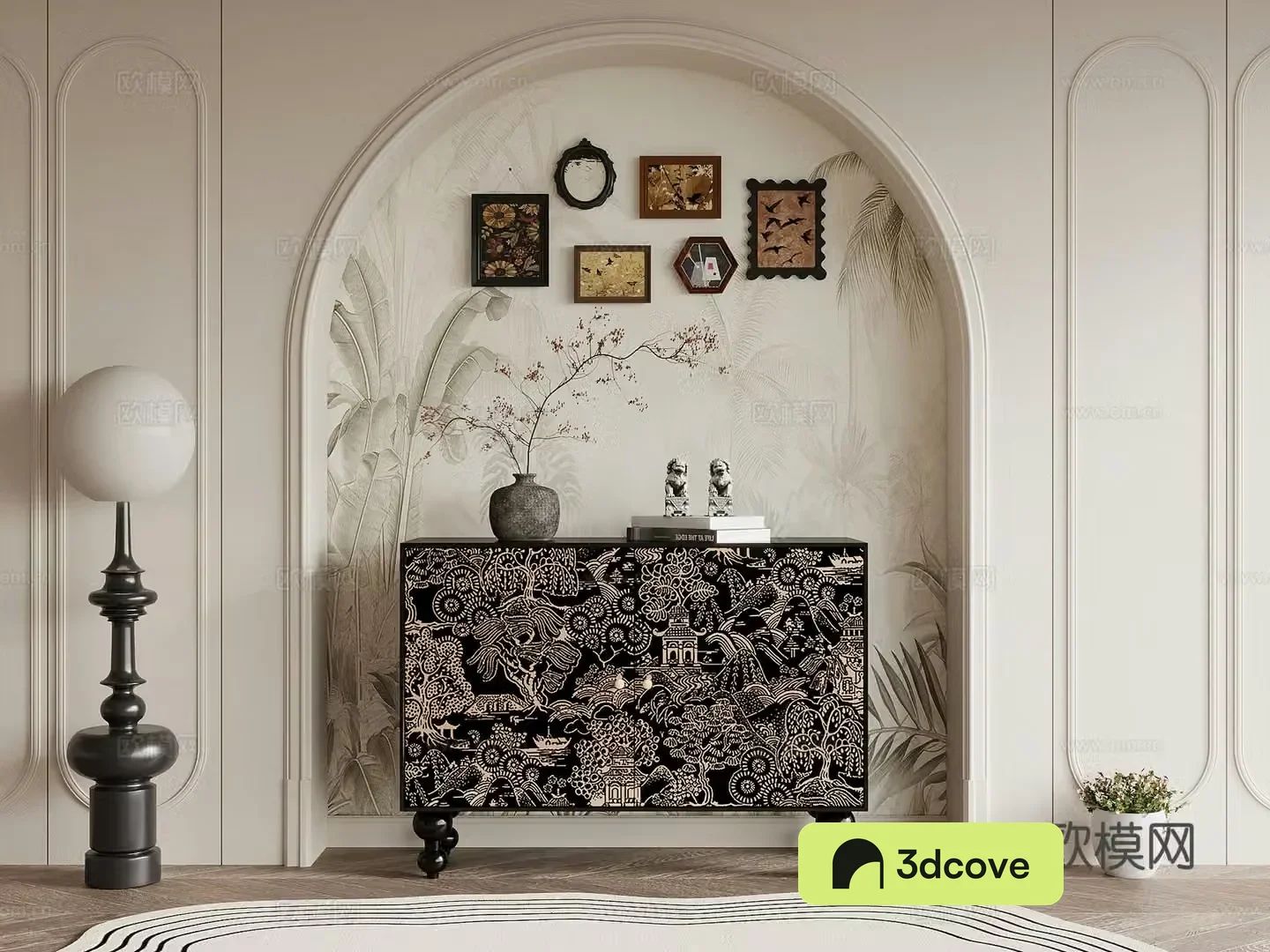 12 porch cabinet French retro style porch cabinet decorative painting floor lamp