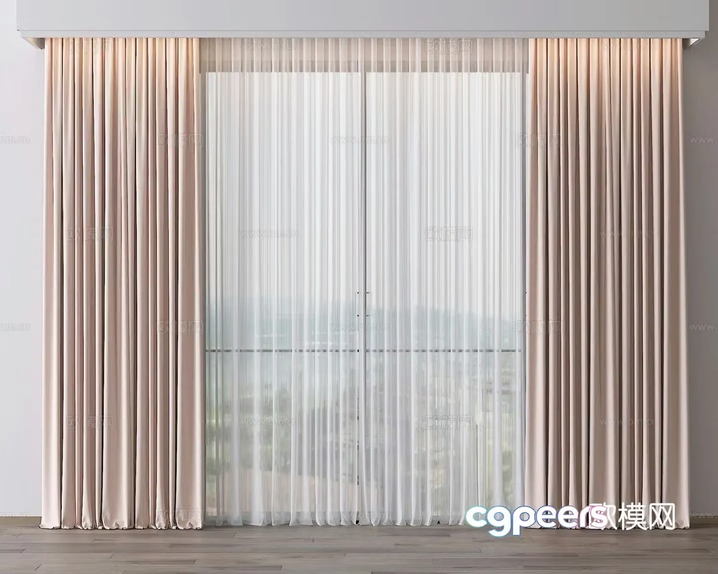 Modern curtain gauze curtain 3d model