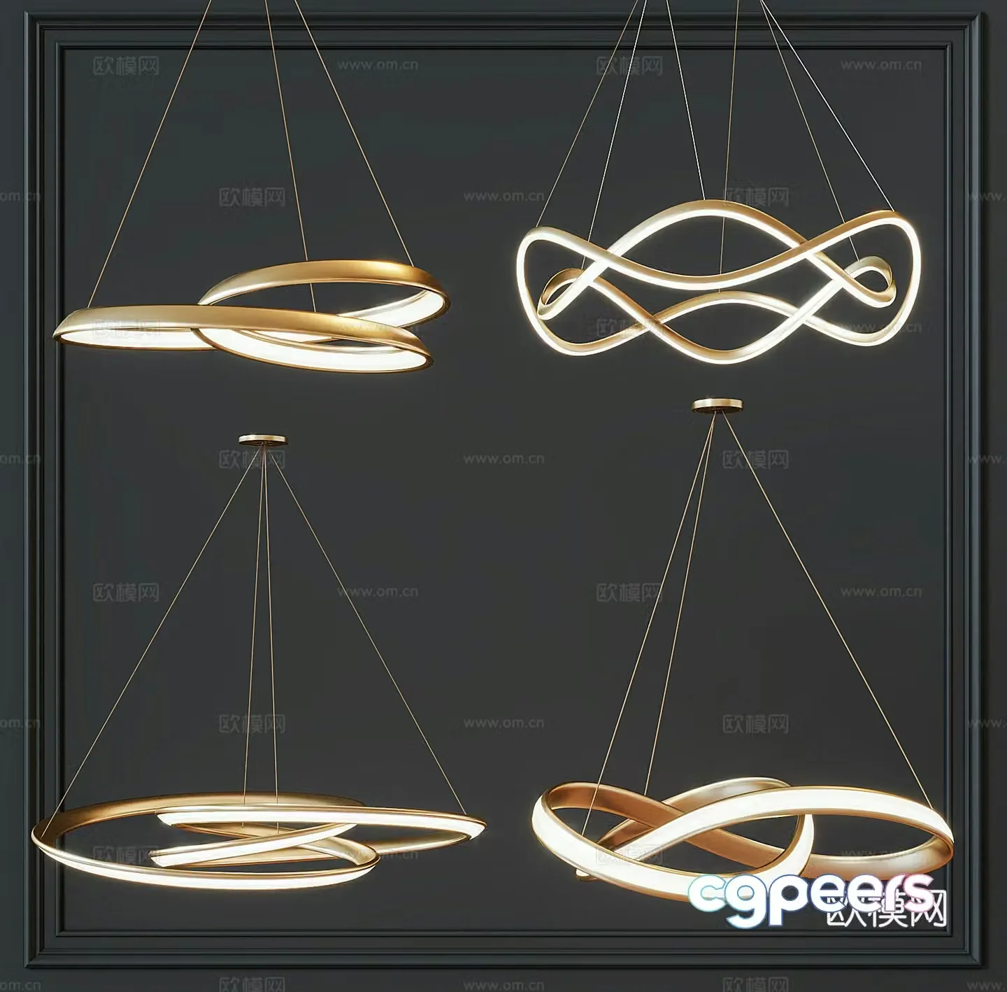 Modern metal chandeliers light luxury chandeliers restaurant chandeliers 3D model