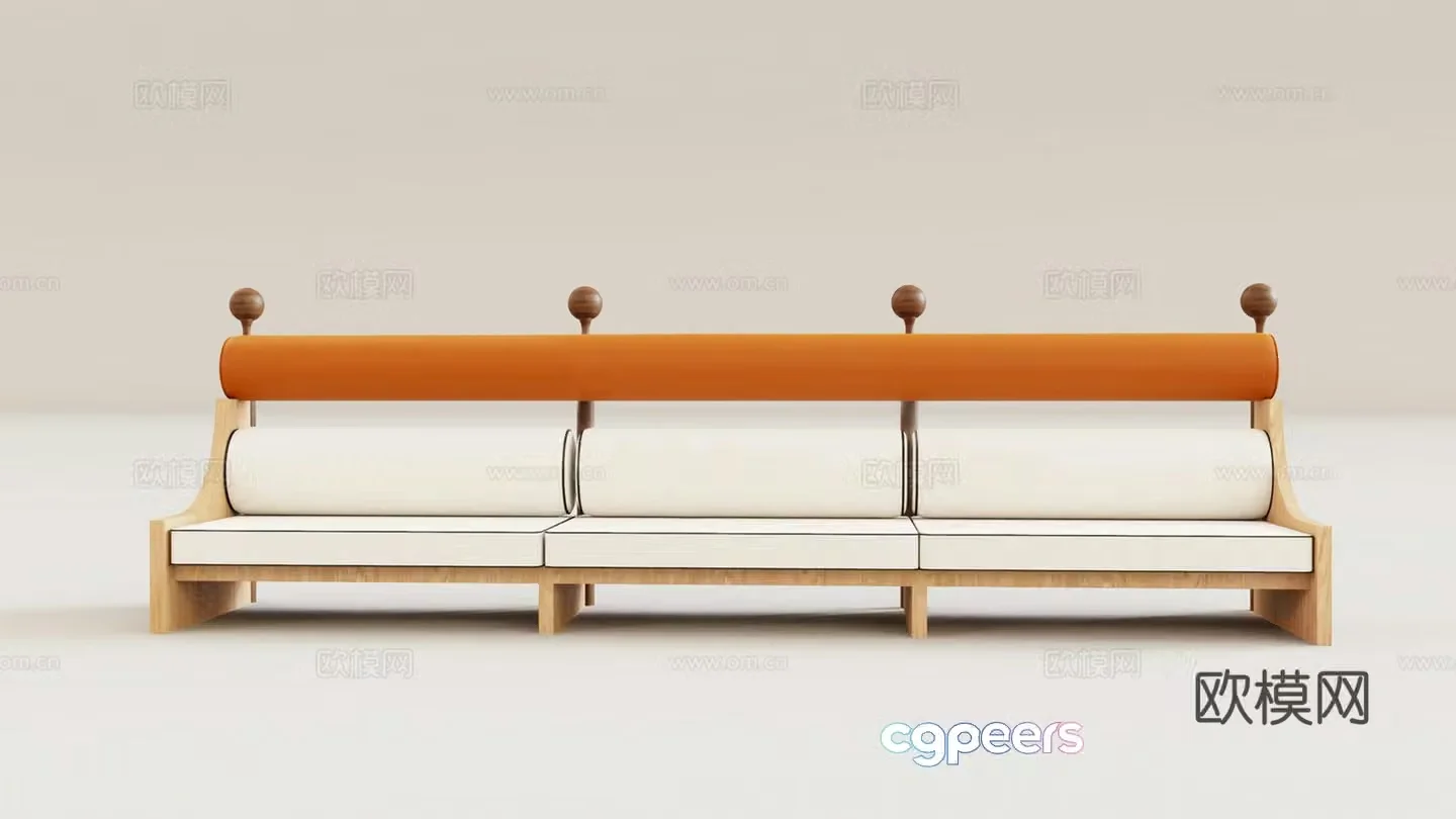 Italian light luxury art multiplayer sofa 3D model