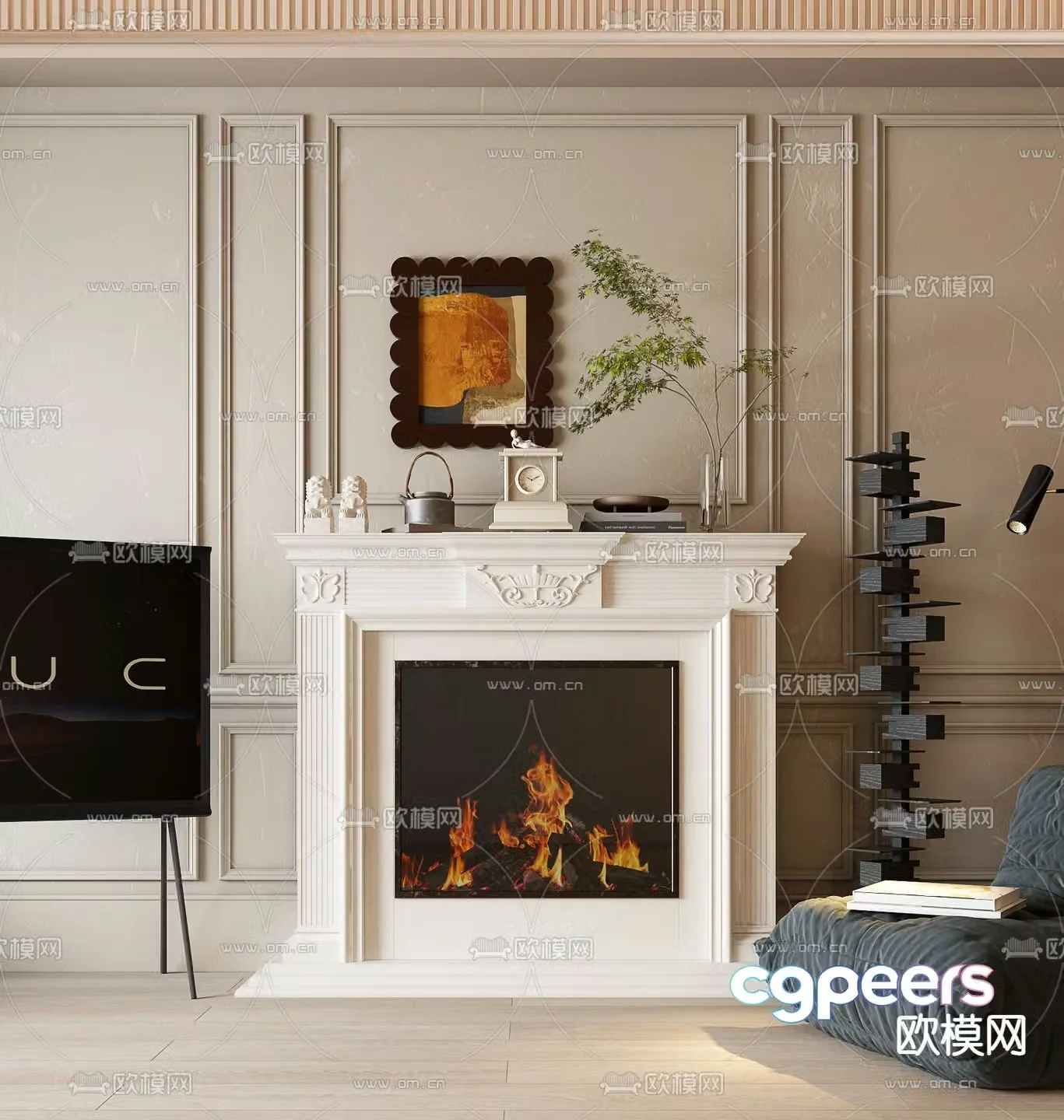 French fireplace flame 3d model