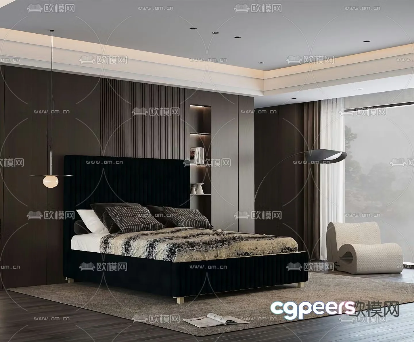 Italian double bed 3d model