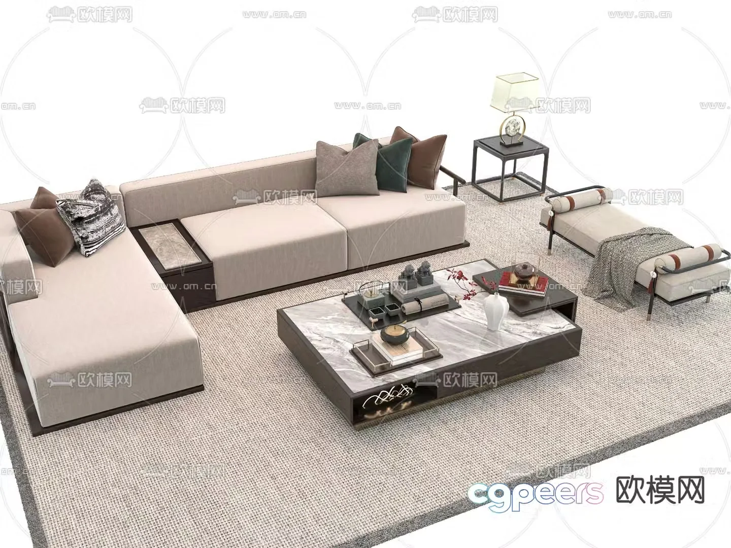 New Chinese style sofa coffee table 3d model