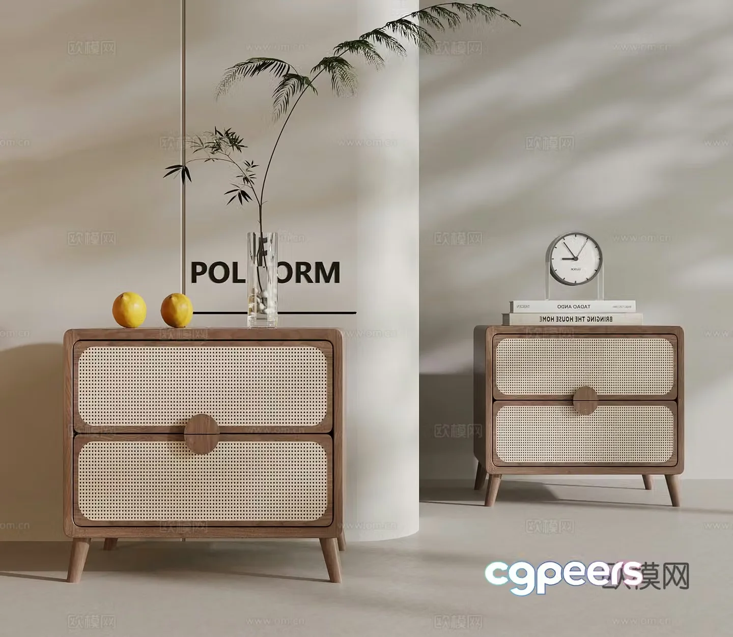 Bedside table New Chinese style bedside table Decorative ornaments 3D model