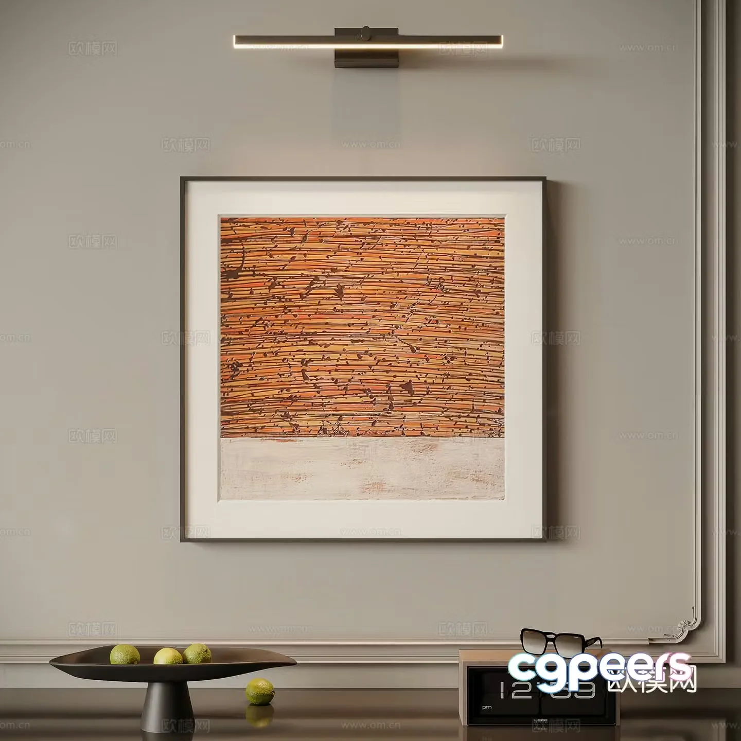 Modern minimalist front light painting decorative painting 3d model