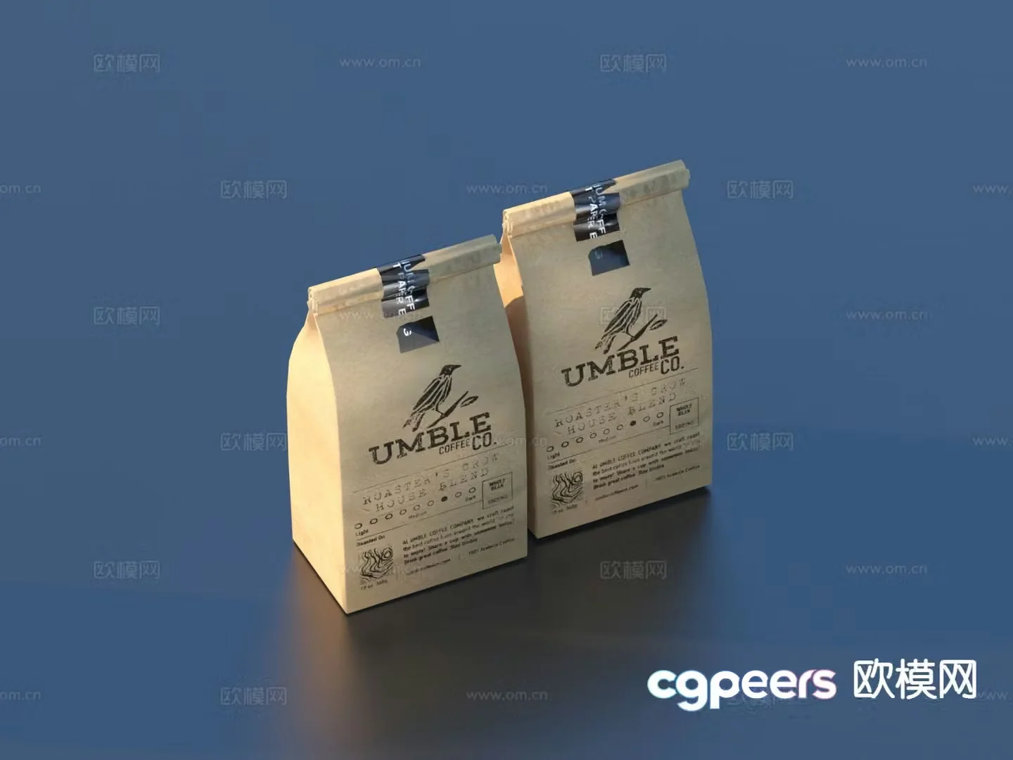 carton paper bag packaging box food 3d model
