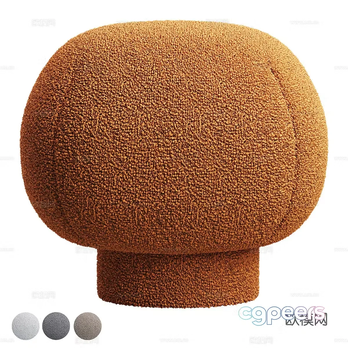 Modern cream style fabric round stool 3d model