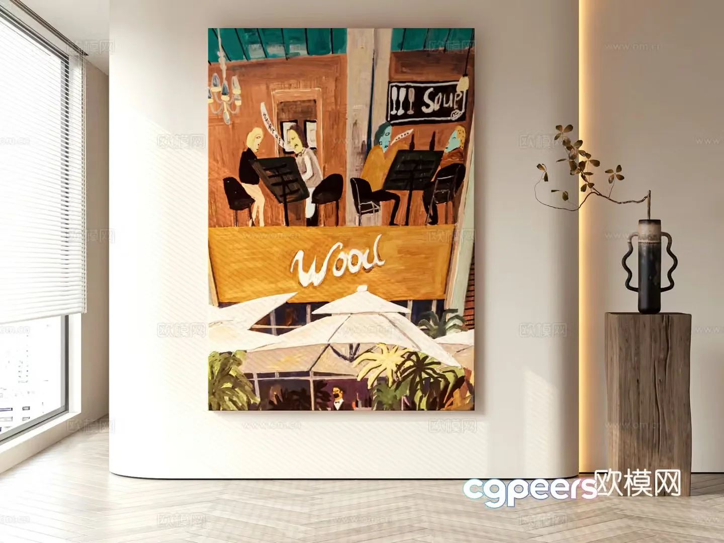 Modern abstract painting decorative painting 3d model