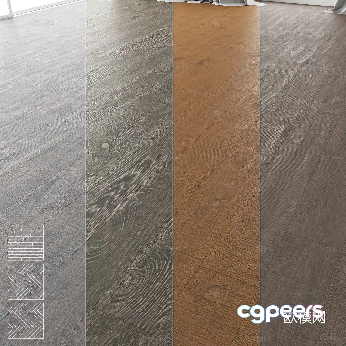 New Chinese wooden floor material 3D model