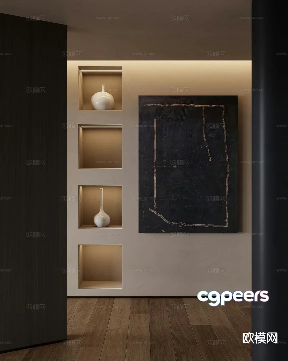 Wabi-sabi decorative painting texture painting hanging painting 3D model