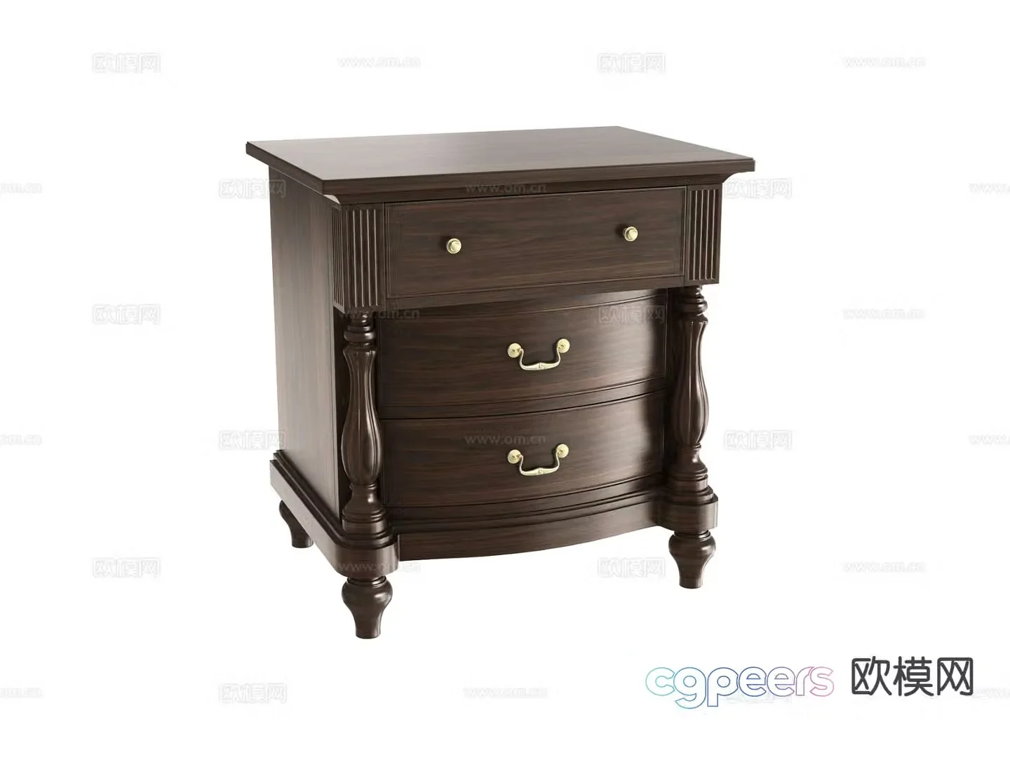 American bedside table 3d model